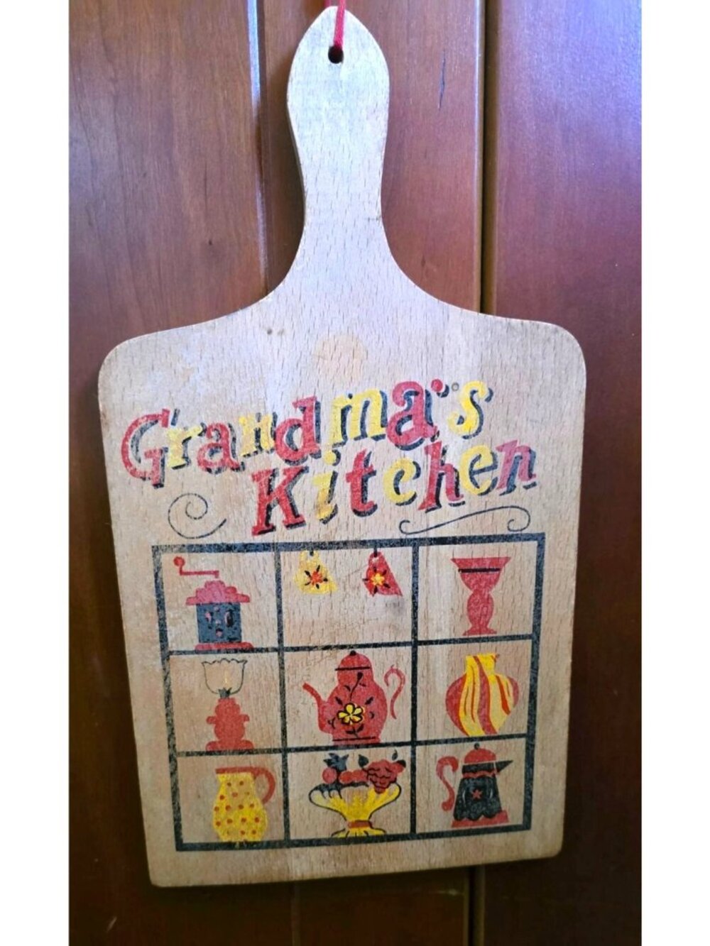 Vintage Wooden Grandma's Kitchen Decorative Cutting Board MCM Retro